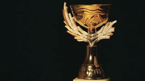 Footage of gold cup dark background Stock Footage 149355072