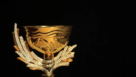 Footage of gold cup dark background Stock Footage 149355675