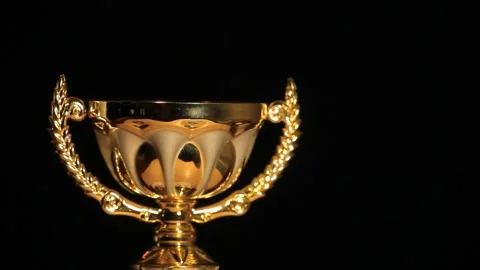 Footage of gold cup dark background Stock Footage 149357188