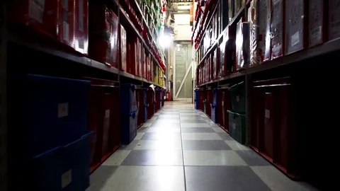 Footage. Goods placed in boxes in modern industry warehouse store 動画素材 127994828