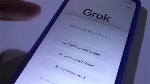 Footage of the Grok AI Chatbot Application Screen on a Smartphone Video stock 328134533