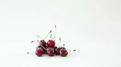 Footage of group of cherry isolated on white backgrounds Stock Footage 51975146