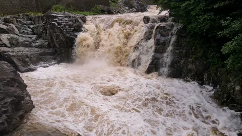 Footage of High Flow Waterfall During Flood Stock Footage 330384546