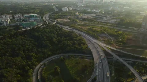Footage Of highway multi-level junction road with moving cars. Stock Footage 144322833