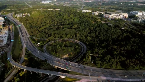 Footage Of highway multi-level junction road with moving cars. Stock Footage 144322871