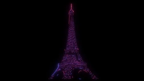 Footage of illuminated Eiffel Tower at Paris, France at night. Stockbeeldmateriaal 111949033