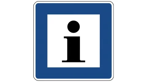 Footage of an information traffic sign, the shot is coming into focus Stock Footage