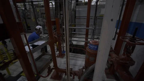 Footage inside an industrial pumping station. Stock Footage 117844553