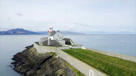 Footage of lighthouse surrounded by sea Stock Footage 62568798