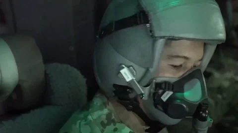 Footage of Lockheed AC-130W Stinger II pilot in the cockpit - 2018 Stock Footage 99686440