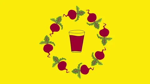 Footage of loop animation of hand drawn cartoon illustration with beet juice Stock Footage 131451361