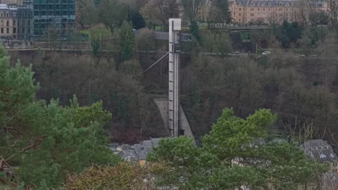 Footage of Luxembourg City Elevator Transporting People from Ground to Upper Stock Footage 332991009