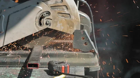 Footage of a man work with grinding a sheet of metal. Close-up. Stock-Footage 153789652