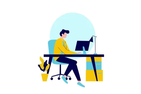 Footage of A Man Working Using Computer at Office Stock Footage 283050037