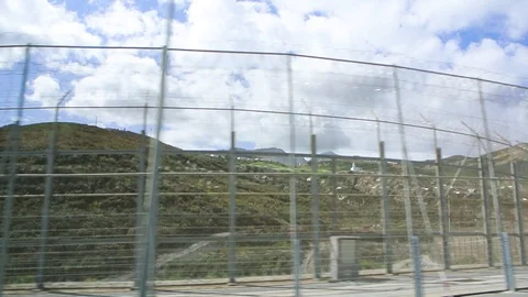 Footage of Moroccan border posts barber wire Stock Footage 108274381