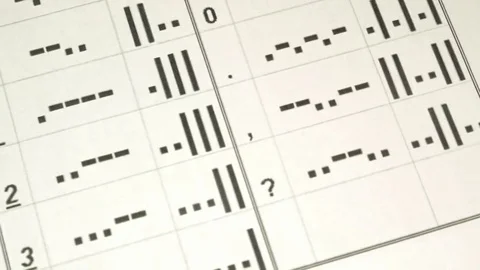 Footage of the Morse code symbols written on a paper, shot is moving from left Stock Footage 69205301