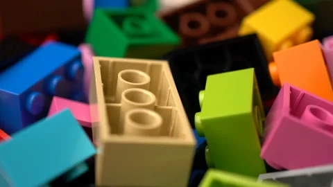 Footage motion colorful plastic constructor rotate background texture. 스톡 동영상 94046483