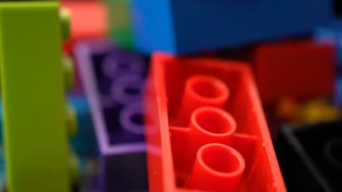 Footage motion colorful plastic constructor rotate background texture. 스톡 동영상 94046940