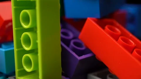 Footage motion colorful plastic constructor rotate background texture. 스톡 동영상 94047123