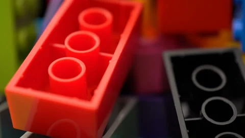 Footage motion colorful plastic constructor rotate background texture. 스톡 동영상 94241314