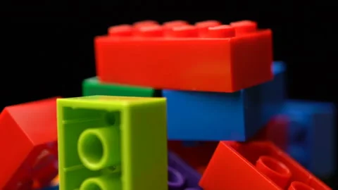 Footage motion colorful plastic constructor rotate background texture. 스톡 동영상 94241411