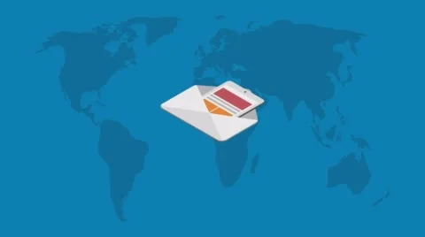 Footage motion isometric email with app background. 4K video Stock Footage 63178358