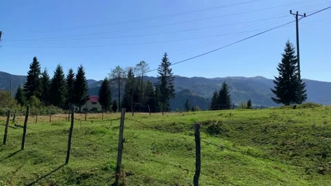 Footage of mountains, pine trees captured Salpazari district in Trabzon city Video stock 139411306