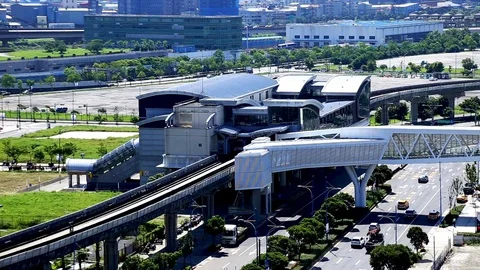 Footage - MRT Train is Leaving MRT Station Stock Footage 77630399