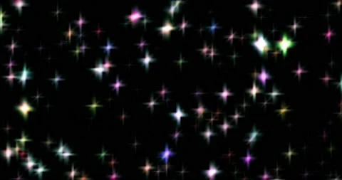 Footage of multi-colored shines asterisks on a black background 4K 3D. New year Stock Footage 197572370