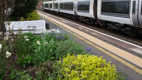 Footage of a Network Rail passenger commuter train Stock Footage 291083085