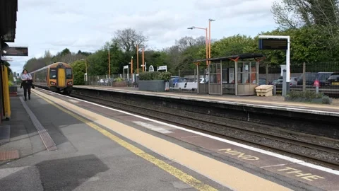 Footage of a Network Rail passenger commuter train Stock Footage 291086267