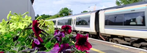 Footage of a Network Rail passenger commuter train Stock Footage 291552518
