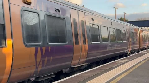 Footage of a Network Rail passenger commuter train Stock Footage 292373047