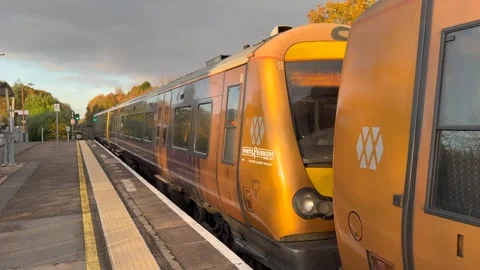 Footage of a Network Rail passenger commuter train Stock Footage 292373467