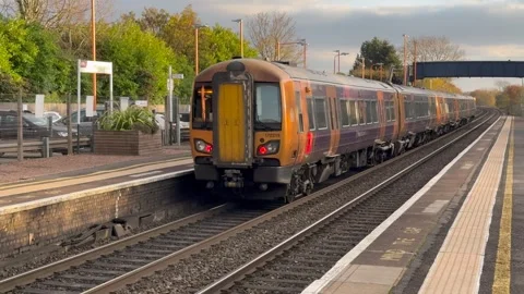 Footage of a Network Rail passenger commuter train Stock Footage 292375695