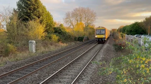 Footage of a Network Rail passenger commuter train Stock Footage 292375763