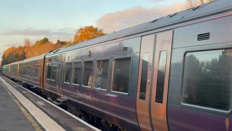 Footage of a Network Rail passenger commuter train Stock Footage 292375981