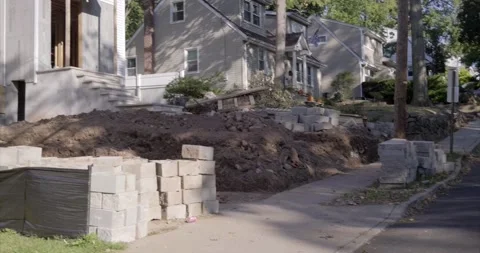 Footage of Newly constructed, in progress, Suburb House, Leonia Township, NJ Stock Footage 141229247