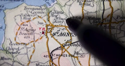 Footage of an old historical map from 1900 showing the city of St Agnes whi.. Stock Footage 327919721