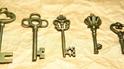 Footage of old key paper background Stock Footage 287467927