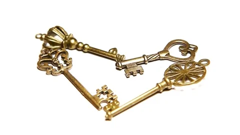 Footage of old key white background Stock Footage 287453458