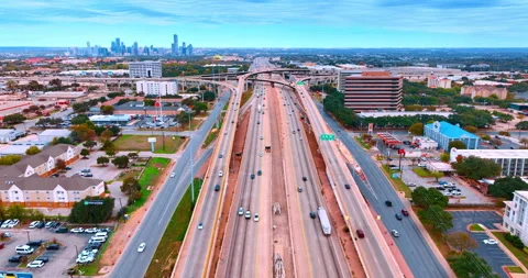 Footage over many parallel roads leading to the interchange Stock-Footage 324822075