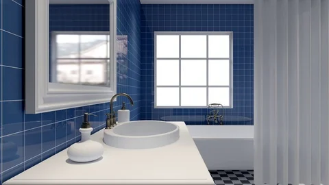 Footage. Panorama of the bathroom. Computer Animation Stock Footage 77355590