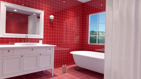 Footage. Panorama of the bathroom. Computer Animation Stock Footage 77355680