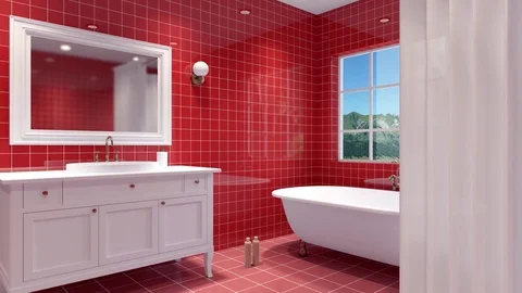 Footage. Panorama of the bathroom. Computer Animation Stock Footage 77355739