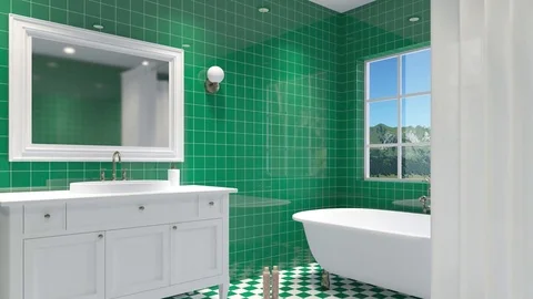 Footage. Panorama of the bathroom. Computer Animation Stock Footage 77356158