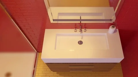 Footage. Panorama of the bathroom. Computer Animation Stock Footage 77365350