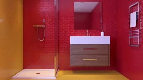 Footage. Panorama of the bathroom. Computer Animation Stock Footage 77365372