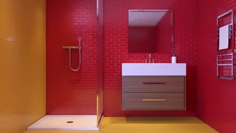 Footage. Panorama of the bathroom. Computer Animation Stock Footage 77365412
