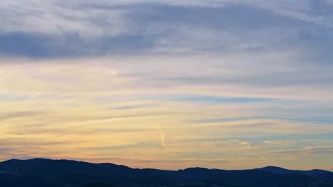 Footage of passing clouds in the sky during sunset in summer Stock Footage 270218516